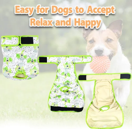 Miniatura 6 de Langsprit Pañales lavables para perro hembra (paquete de 3 unidades) - Sin fugas, pañales reutilizables para perritas en período - Calzones de calor
