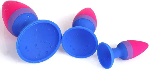 Miniatura 3 de FST Juego de 3 tapones anales de silicona para entrenamiento anal, con potente ventosa, juguete sexual anal para principiantes