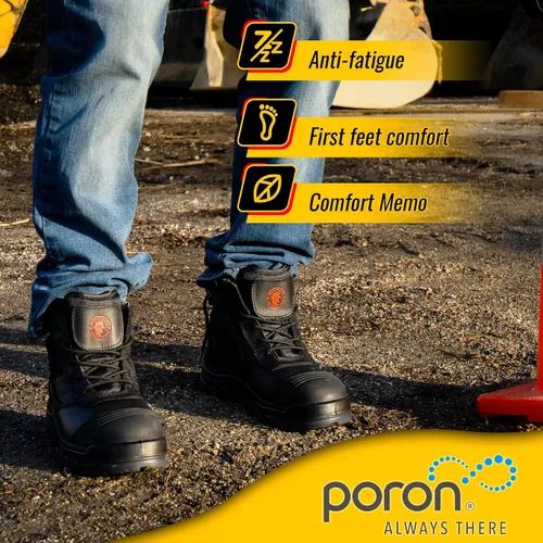 Miniatura 3 de Rockrooster AK050 - Botas de trabajo para hombre, puntera de acero, cremallera YKK, 6in, antideslizantes y resistentes al deslizamiento, piel