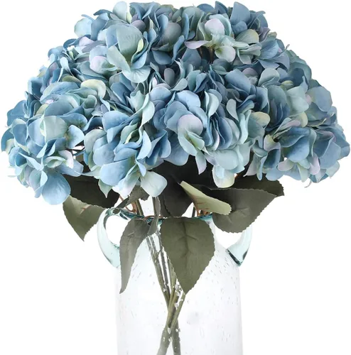 Miniatura 13 de Paquete de 2 flores de hortensias artificiales blancas, 10 cabezas de seda falsas para el hogar, boda, fiesta, centro de mesa, decoración de mesa
