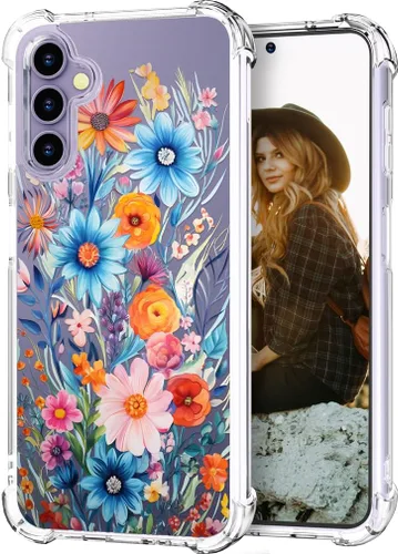Miniatura 15 de Hungo Funda compatible con Samsung Galaxy S25 Plus/S24 Plus, diseño transparente, diseño femenino de piel femenina S24+ S25+ de astronauta