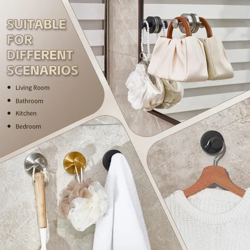 Miniatura 5 de 2026 Ganchos con ventosa de acero inoxidable mejorados sin necesidad de taladro para ducha, espejo, pared, baño, vidrio, para colgar toallas