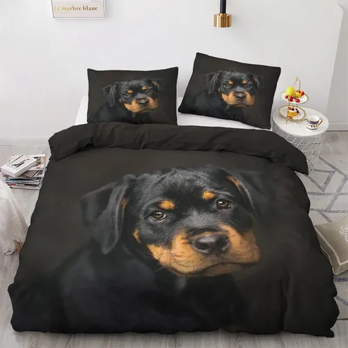 Miniatura 8 de Rottweiler - Funda de edredón tamaño individual Juego de ropa de cama para perros 2 piezas Funda de edredón con patrón de microfibra suave