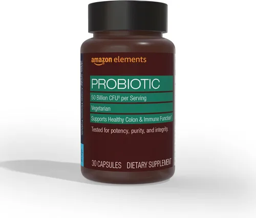Amazon Elements Una mezcla diaria de probióticos para adultos, apoya el colon saludable y la función inmunológica, 50 mil millones de UFC (2 cepas),