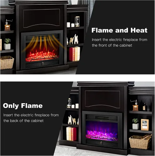 Miniatura 6 de Tangkula Soporte de TV con chimenea de 70 pulgadas, 750 W/1500 W, calentador eléctrico con control remoto, temporizador de 1-8 horas, 5 brillo