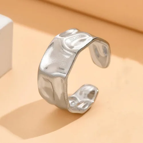 Miniatura 38 de Anillo de plata de ley 925, minimalista, ajustable, hecho a mano, para mujeres y niñas