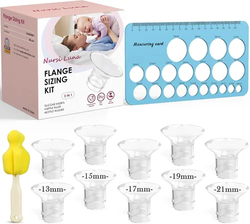 Miniatura 9 de Kit de Dimensionamiento de Brida Nursi Luna 3 en 1 con 8 Piezas de Insertos de Brida 15/17/19/21mm, Kit de Insertos de Brida de Silicona