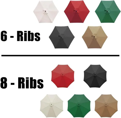Miniatura 5 de Fundas de repuesto, 6 varillas / 8 varillas para sombrilla de patio al aire libre, cubierta de repuesto para sombrilla de 6.5 pies/9 pies/10 pies