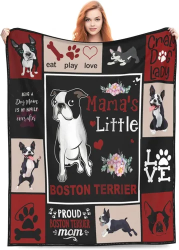 Miniatura 5 de Manta de Boston Terrier - Regalo para Boston Terrier - Manta de Forro Polar de Franela Suave, Cálida y Acogedora, Manta de Felpa Ligera para Perros