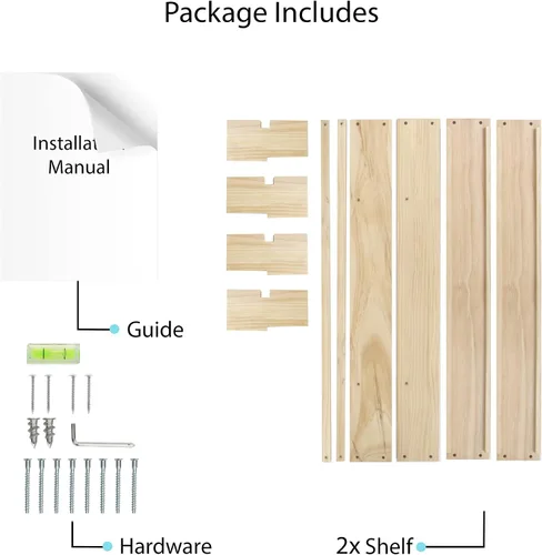 Miniatura 7 de Polynez - Estantes flotantes de 30 pulgadas para guardería y niños, juego de 2 estantes de pared multiusos sin terminar
