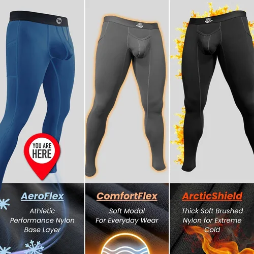 Miniatura 4 de RM Real Men ABCD Pouch Compression Pants - 1, 2 and 3 Pack, Mens Leggings, Yoga Pants, Tights, Base Layer Men Cold Weather