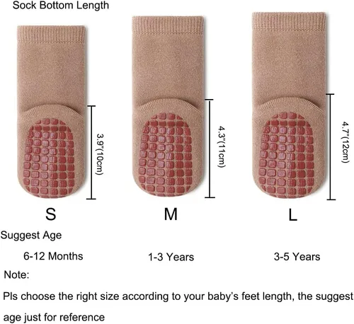 Miniatura 5 de Exegawe Calcetines antideslizantes para bebé, 5 pares de calcetines gruesos y cálidos con empuñaduras