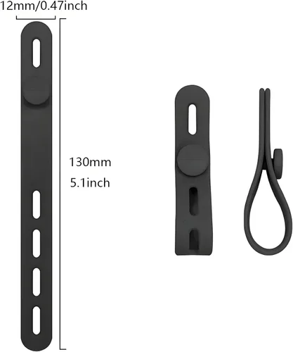 Miniatura 2 de Paquete de 10 bridas de silicona para cables, organizador de cables, reutilizable, lavable, organizador de correas con hebilla de bloqueo, protector