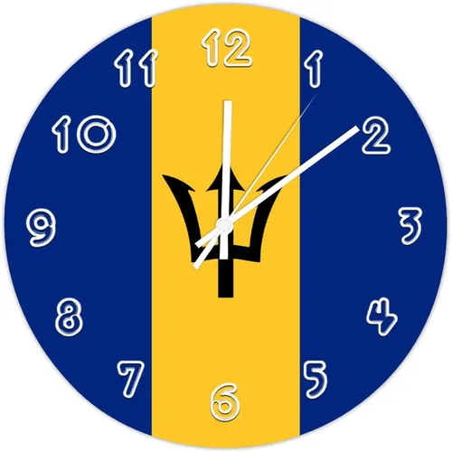 Miniatura 16 de Reloj de pared redondo de Etiopía con bandera de Etiopía, silencioso, sin tictac, relojes de pared para cocina, dormitorio, oficina, decoración