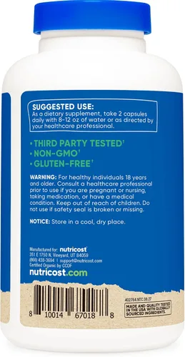 Miniatura 4 de Nutricost Cápsulas orgánicas de hongos Shiitake de 1000 mg, 90 porciones – Certificado CCOF fabricado con orgánico, vegetariano, sin gluten, 500 mg