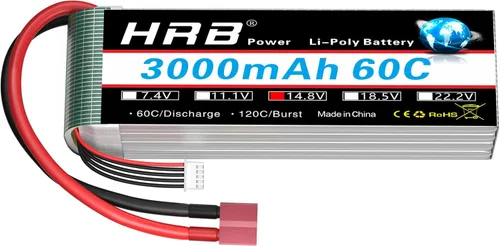 HRB 4S Lipo Batería 3000mAh 14.8V 60C RC Lipo Batería Compatible con RC Car Truck Quadcopter Avión Helicóptero Barco