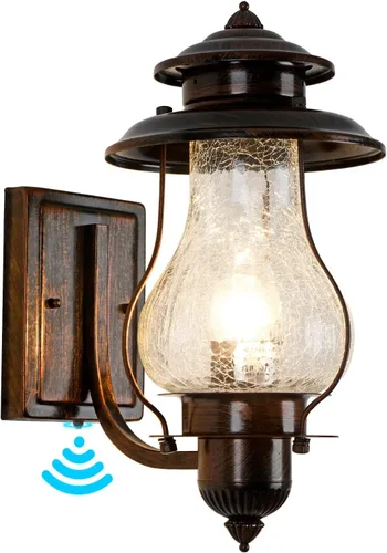 Aplique de pared para exteriores, con sensor de anochecer a amanecer, accesorio de iluminación exterior vintage, montaje en pared con fotocélula,