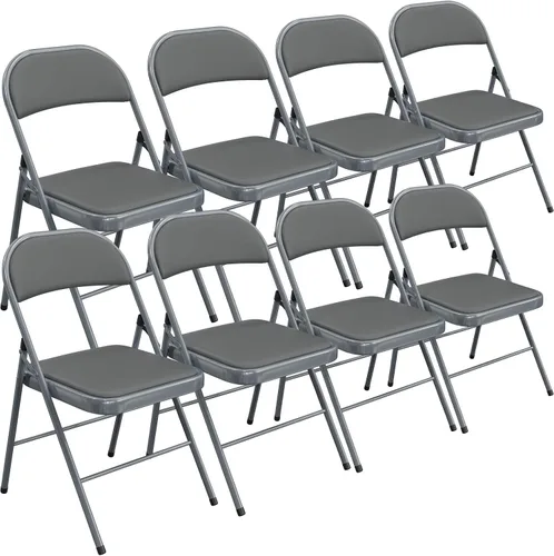 Miniatura 25 de Bonnlo Silla Plegable con Cómodo Cojín Acolchado y Respaldo, Sillas Plegables Portátiles para Exterior, Eventos de Oficina, Bodas, Cuero Pu, 4 Negras