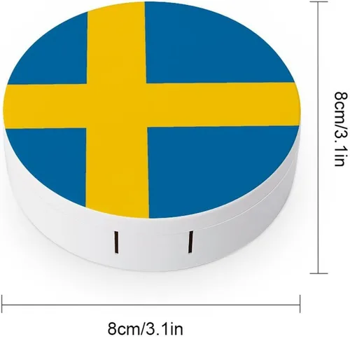 Miniatura 2 de Bandera de Suecia - Kit de viaje para lentes de contacto, portátil, bonita caja de contacto con espejo para uso diario al aire libre