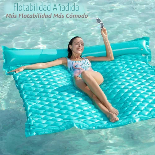 Miniatura 2 de Jasonwell Flotadores flotantes para piscina, flotador inflable gigante para piscina, balsa de lago, sala de estar, flotador, tumbona, playa, Verde