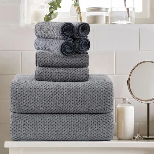 Miniatura 15 de Juego de 8 toallas de baño grandes azules para la familia - 2 sábanas de toalla de baño extragrandes, 2 toallas de mano, 4 paños - 600GSM suaves