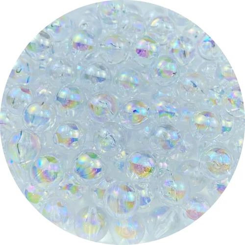 Miniatura 16 de 400 cuentas redondas acrílicas de 0.315 pulgadas de color AB, cuentas espaciadoras redondas con agujeros para aretes, pulseras, collares, llaveros