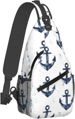 Small Crossbody Bags for Women Men - Vintage Ship Anchor Print Adjustable Shoulder Bag Fanny Packs Belt Sling Bag Crossbody Purses Backpack for