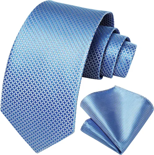 Miniatura 183 de HISDERN Conjunto de corbata a cuadros a cuadros pañuelo tejido clásico formal para hombre corbata y bolsillo cuadrado