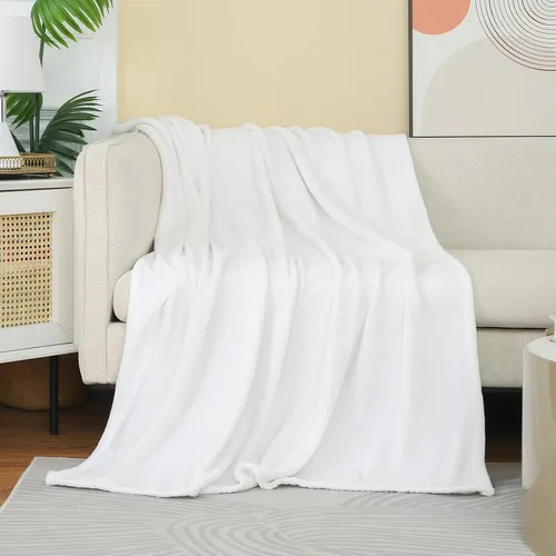 Manta blanca de Navidad súper suave y acogedora para sofá o cama. Manta de microfibra de felpa ligera, 50x60 pulgadas Blanco