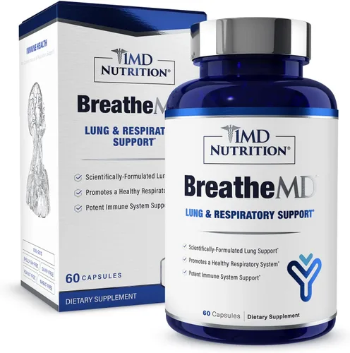 1MD Nutrition BreatheMD | Suplemento de apoyo pulmonar y respiratorio | Promueve un sistema inmunológico saludable | con saúco, cromo y NAC | 60
