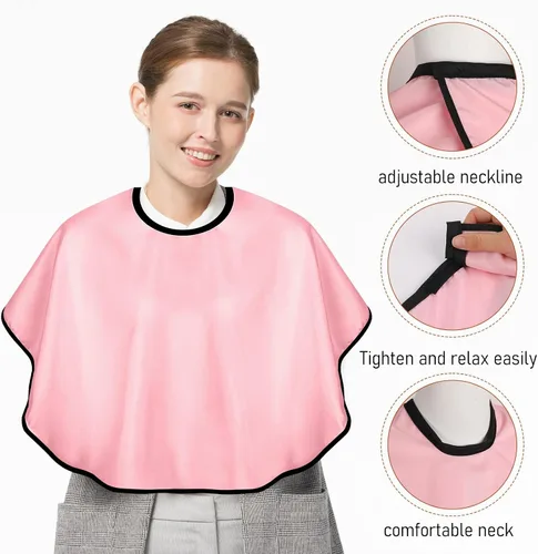Miniatura 2 de KALIONE 3 capas de maquillaje para clientes, baberos de salón de belleza, bata corta para clientes, delantal ligero para barba, tinte para cabello