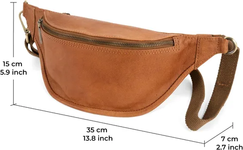 Miniatura 8 de Berliner Bags Cangurera de cuero genuino vintage Kai, bolso de cinturón, bandolera bandolera para hombres y mujeres - marrón