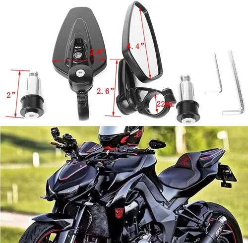 Miniatura 2 de Universal 7/8 "0.866 in Manillar Extremo Lateral Espejos Retrovisores para Carreras Deportivas Bicicleta Scooter Honda Yamaha