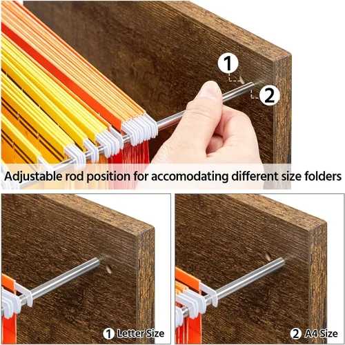 Miniatura 4 de Topeakmart Archivador de 2 cajones para tamaño carta A4, archivador lateral móvil grande con 4 compartimentos de almacenamiento para oficina en casa