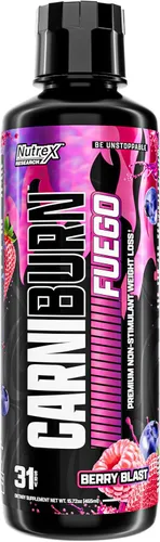 Nutrex Research CARNIBURN Advanced L Carnitina líquida 3000mg con MitoBurn, InnoSlim y GBBGO (31 porciones, Berry Blast)