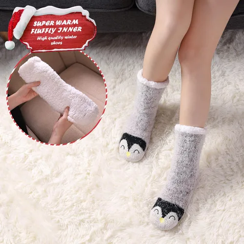 Miniatura 2 de DYW Women Winter Thick Slipper Socks with Grippers Non Slip Warm Fleece Lining Fluffy Fuzzy Socks Christmas Gifts