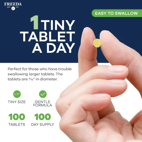 Miniatura 6 de Freeda vite Tiny Tablet - Multivitamínico moderado para hombres y mujeres - Vitamina A, C, D, E, B1, B2, B6, B12, biotina, calcio, zinc, hierro