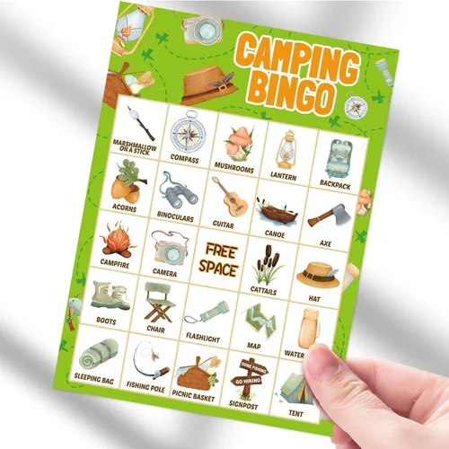 Miniatura 7 de Fancy Land Juego de bingo de camping para niños 24 jugadores al aire libre fiesta campamento actividades de aventura suministro