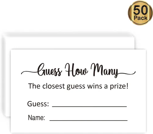 Miniatura 3 de KONKAVA Adivina cuántas cartas de juego, (50 tarjetas), tarjetas de juego para baby shower (minimalista) 3.5 x 2 pulgadas