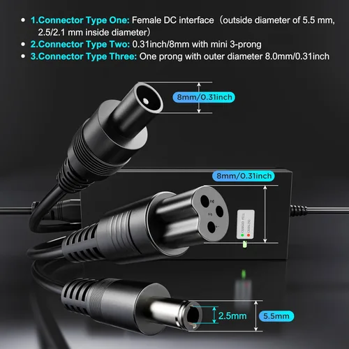 Miniatura 2 de EVAPLUS Cargador certificado SGS de 42 V 2 A, 3 enchufes
