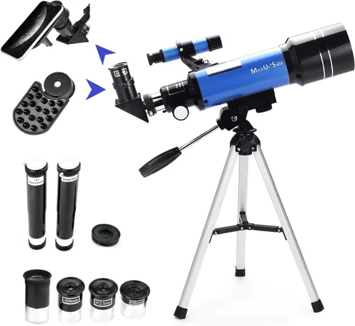 Miniatura 7 de Telescopio lunar para niños y principiantes de astronomía, telescopio refractor con buscador de alcance y 3 oculares, telescopio de viaje