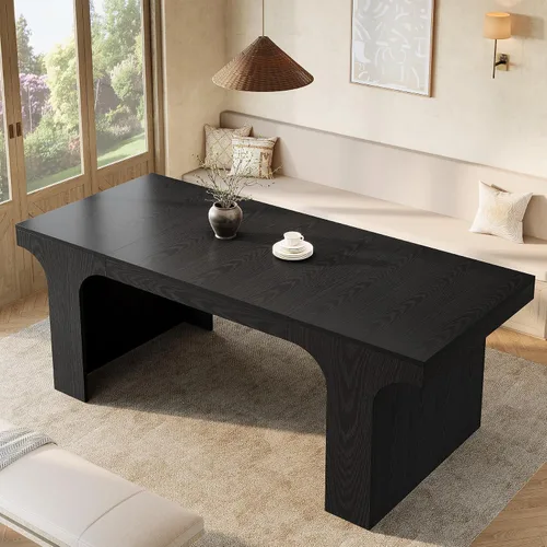 Miniatura 3 de Tribesigns Mesa de comedor de granja de 71 pulgadas para 6-8, mesa de cocina larga y moderna de madera con diseño arqueado, muebles de comedor