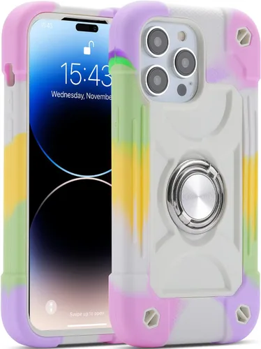 Miniatura 73 de MARKILL Funda compatible con iPhone 15 de 6.1 pulgadas con soporte integrado, [grado militar resistente de cuerpo completo] protección contra Rosa