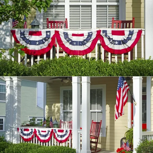 Miniatura 7 de Paquete de 6 banderas plisadas de Estados Unidos, bandera estadounidense de 1.5 x 3 pies, bandera patriótica de Estados Unidos con cabecera de lona