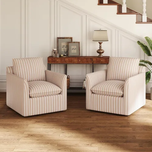 Miniatura 10 de INZOY Silla cuadrada giratoria con cojín de respaldo acolchado grueso, silla de lectura giratoria para sala de estar, dormitorio, espacios pequeños