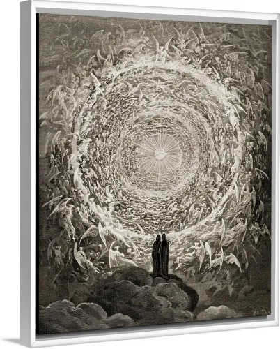 Miniatura 8 de CANVAS ON DEMAND Ilustración para Paradiso por Dante Alighieri Canto, Xxxi, líneas 1 a 3, lienzo enmarcado negro flotante, arte para pared, diseño