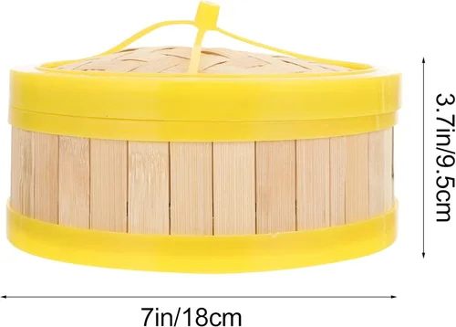 Miniatura 7 de DOITOOL Cesta de vapor de bambú, cocina china con tapa para cocinar albóndigas pescado verduras Dim Sum Bao pan arroz carne pescado 5 pulgadas vapor