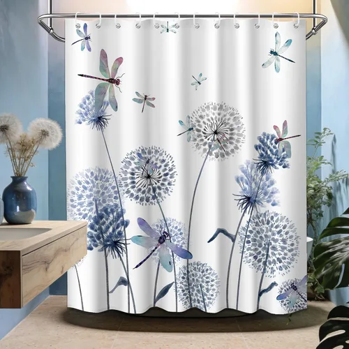 Miniatura 112 de Cortina de ducha floral para primavera y verano, flores silvestres, flores y mariposas, decoración de baño, tela impermeable con ganchos, 70