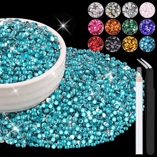 Miniatura 52 de 12000 diamantes de imitación de resina de 0.079 pulgadas a granel para manualidades (transparente), cristales deslumbrantes con parte trasera plana