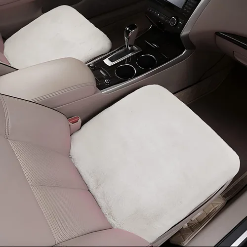 Miniatura 6 de Paquete de 2 cojines para asiento delantero de automóvil, funda suave y cálida de piel sintética de conejo para asiento de automóvil, almohadilla